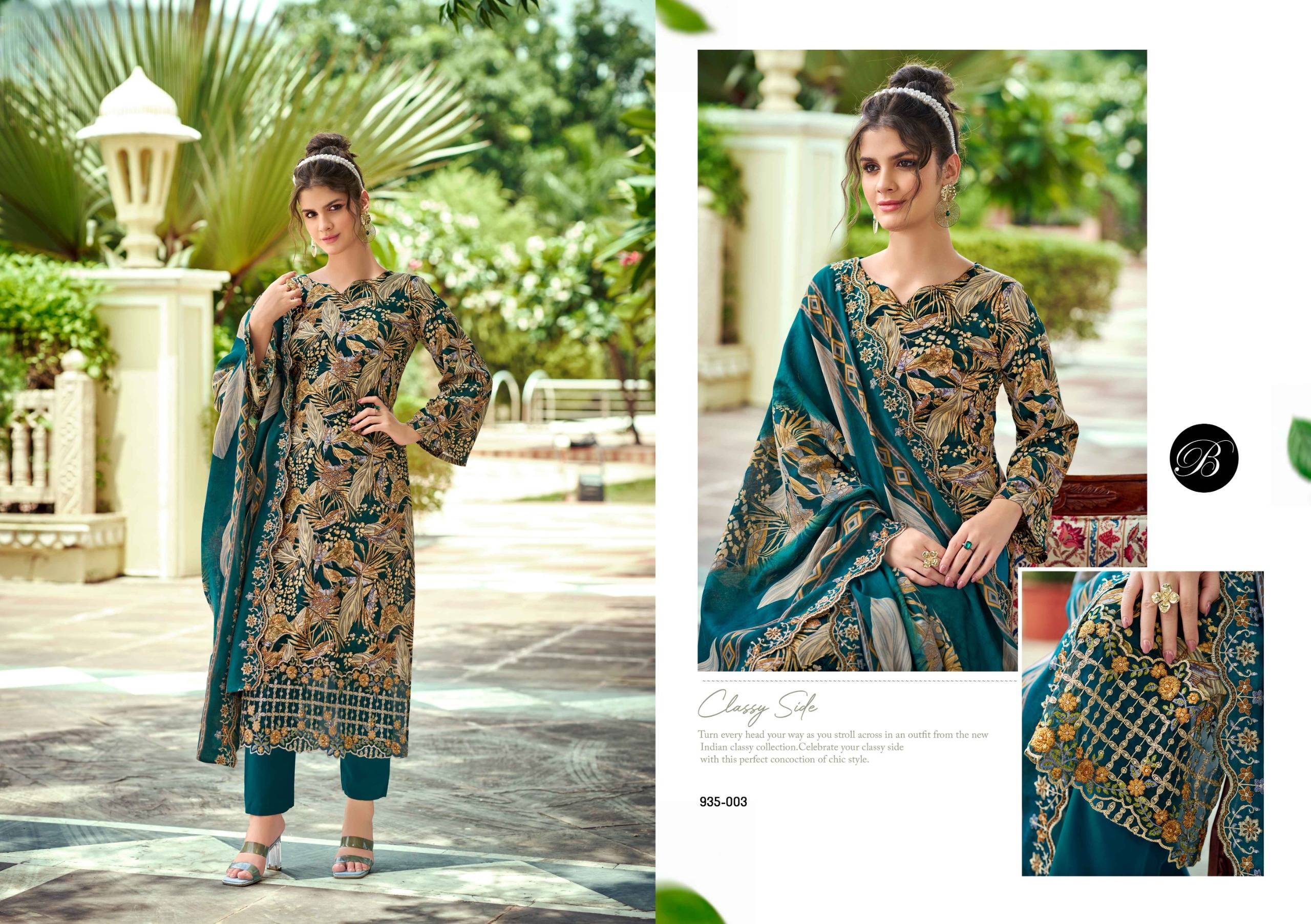 SANJEEDA By Belliza 935-001 To 935-006 Series Designer Suits pure viscose  Dresses At Wholesale Price